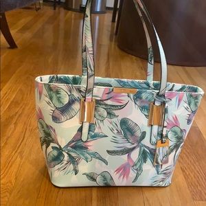 leather floral print purse